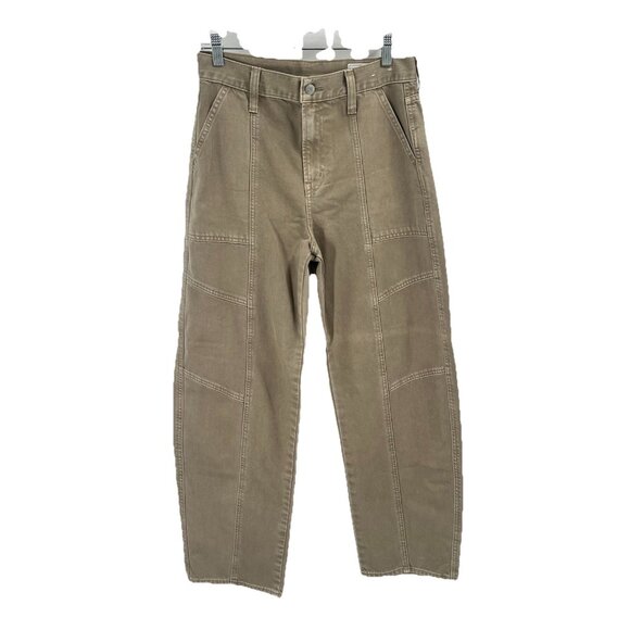 Gap Barrel Leg Jeans High Rise Olive Green Sz 4 - Picture 1 of 5